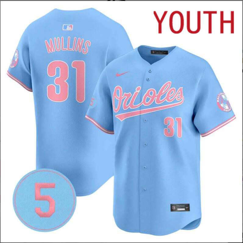 Youth  Baltimore Orioles  #31 Mullins blue  2024 Nike MLB jersey->youth nfl jersey->Youth Jersey
